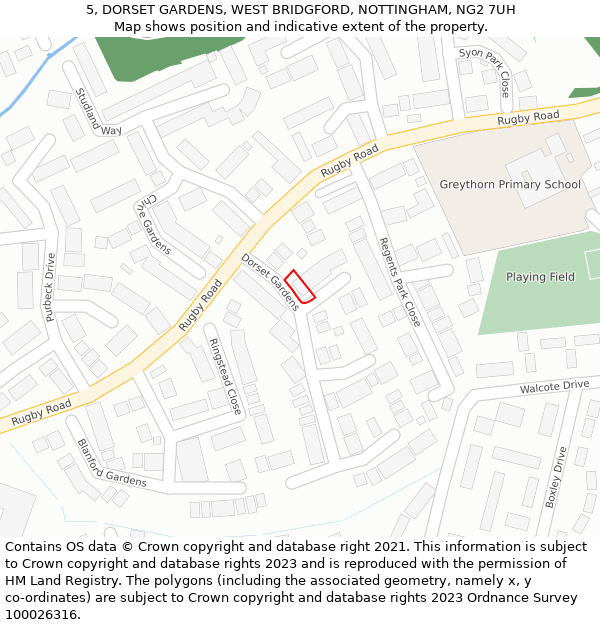 5, DORSET GARDENS, WEST BRIDGFORD, NOTTINGHAM, NG2 7UH: Location map and indicative extent of plot