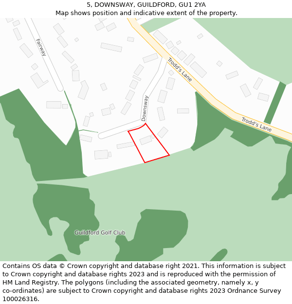 5, DOWNSWAY, GUILDFORD, GU1 2YA: Location map and indicative extent of plot