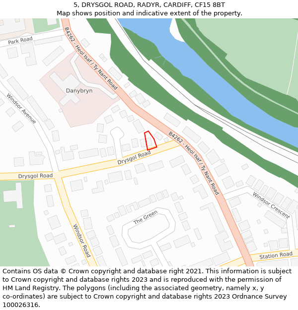 5, DRYSGOL ROAD, RADYR, CARDIFF, CF15 8BT: Location map and indicative extent of plot