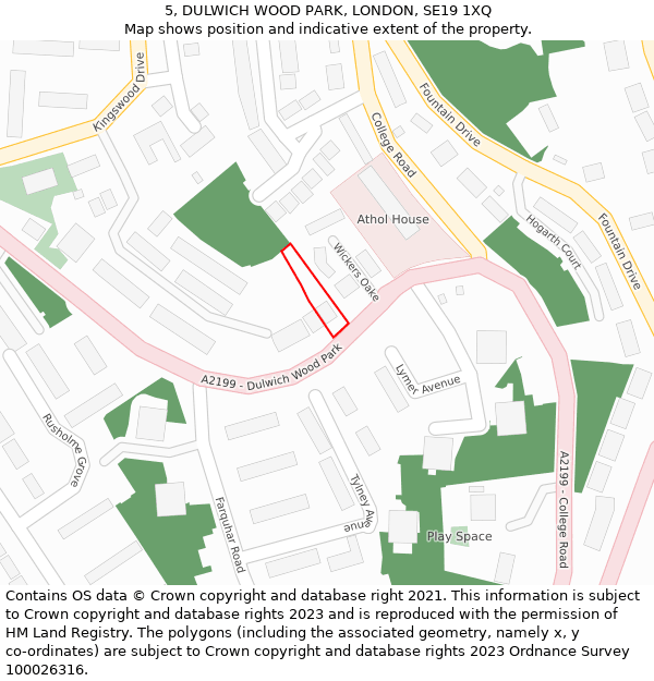 5, DULWICH WOOD PARK, LONDON, SE19 1XQ: Location map and indicative extent of plot