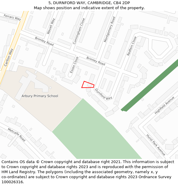 5, DURNFORD WAY, CAMBRIDGE, CB4 2DP: Location map and indicative extent of plot