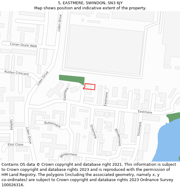 5, EASTMERE, SWINDON, SN3 6JY: Location map and indicative extent of plot