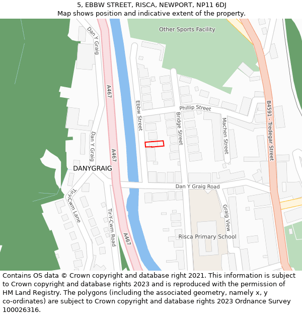 5, EBBW STREET, RISCA, NEWPORT, NP11 6DJ: Location map and indicative extent of plot