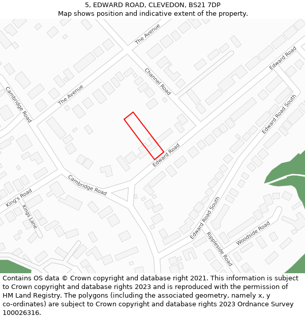 5, EDWARD ROAD, CLEVEDON, BS21 7DP: Location map and indicative extent of plot