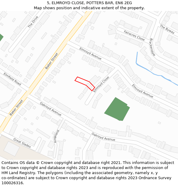 5, ELMROYD CLOSE, POTTERS BAR, EN6 2EG: Location map and indicative extent of plot