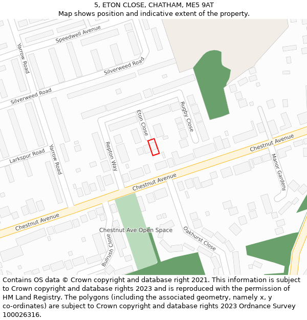 5, ETON CLOSE, CHATHAM, ME5 9AT: Location map and indicative extent of plot