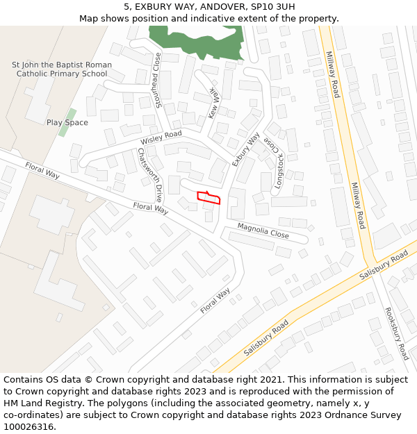 5, EXBURY WAY, ANDOVER, SP10 3UH: Location map and indicative extent of plot