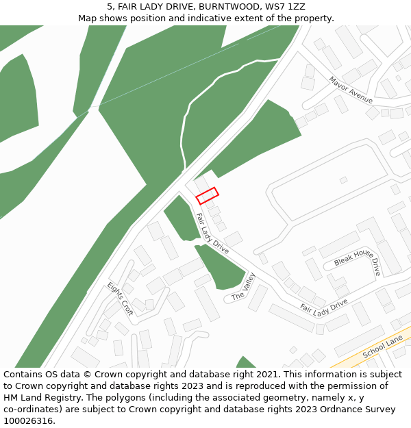 5, FAIR LADY DRIVE, BURNTWOOD, WS7 1ZZ: Location map and indicative extent of plot