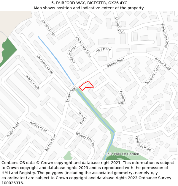 5, FAIRFORD WAY, BICESTER, OX26 4YG: Location map and indicative extent of plot