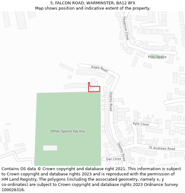 5, FALCON ROAD, WARMINSTER, BA12 8FX: Location map and indicative extent of plot