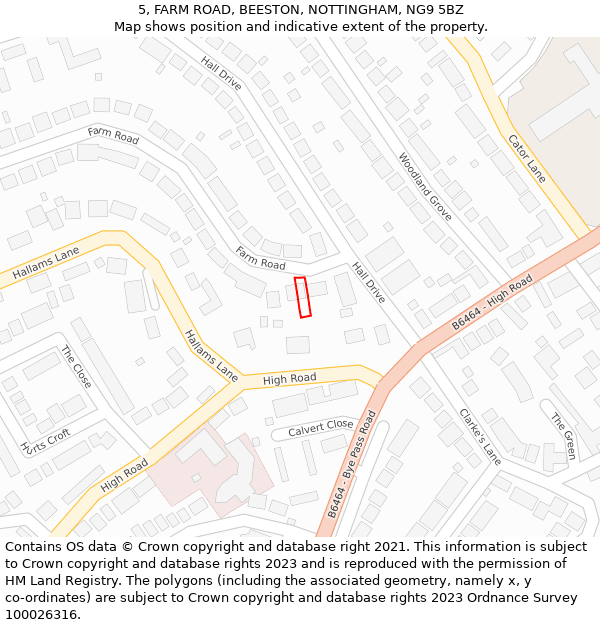 5, FARM ROAD, BEESTON, NOTTINGHAM, NG9 5BZ: Location map and indicative extent of plot