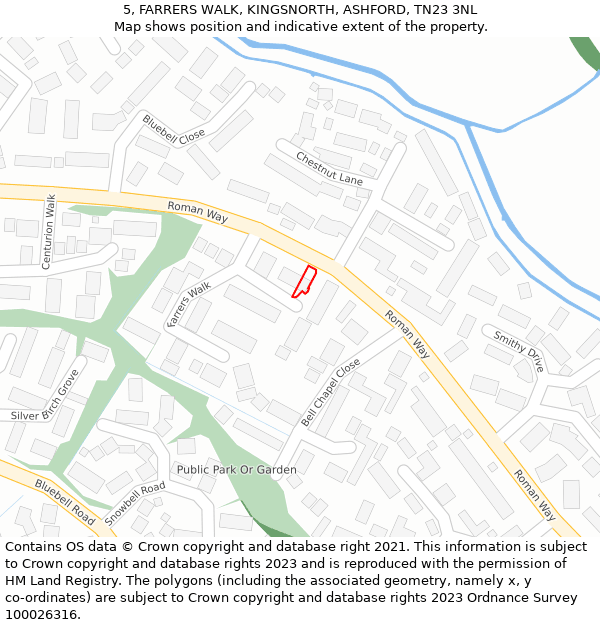 5, FARRERS WALK, KINGSNORTH, ASHFORD, TN23 3NL: Location map and indicative extent of plot