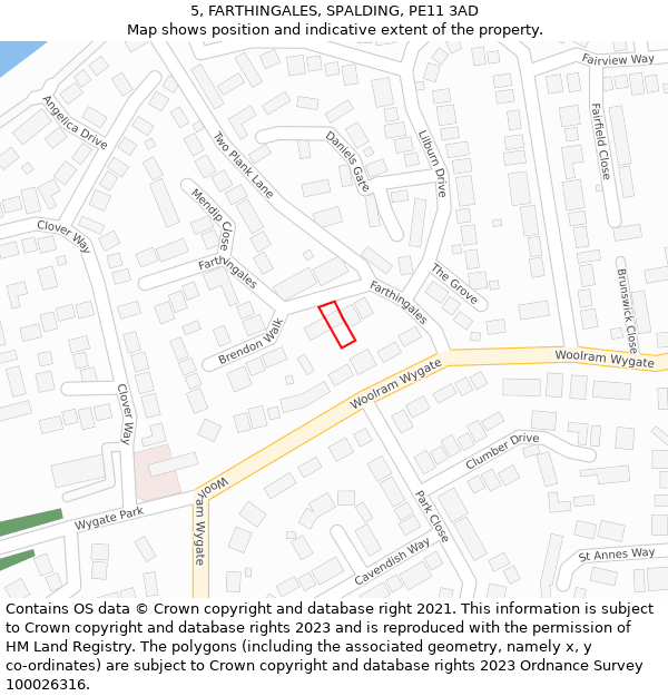 5, FARTHINGALES, SPALDING, PE11 3AD: Location map and indicative extent of plot