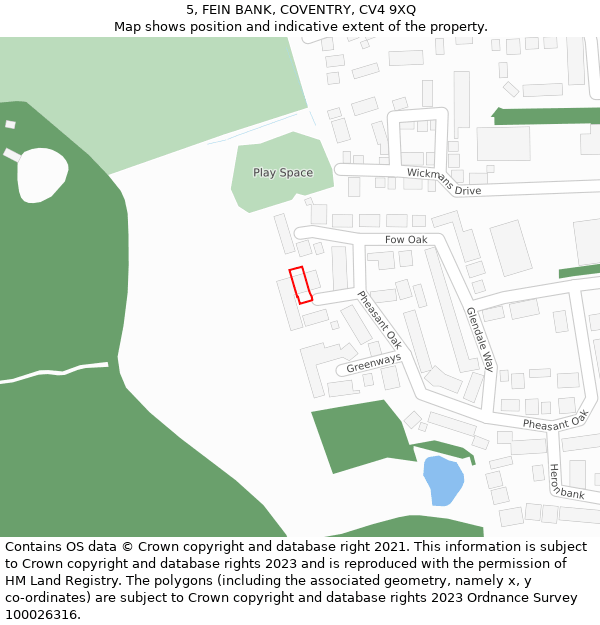 5, FEIN BANK, COVENTRY, CV4 9XQ: Location map and indicative extent of plot