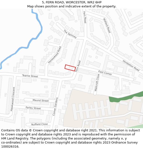 5, FERN ROAD, WORCESTER, WR2 6HP: Location map and indicative extent of plot