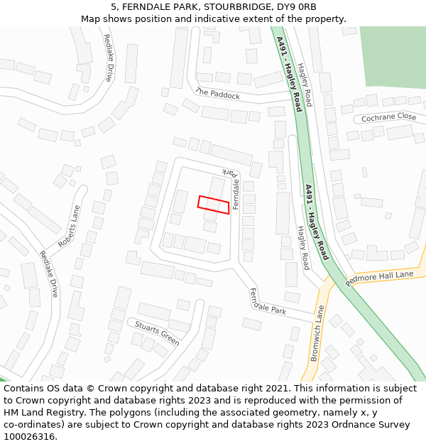 5, FERNDALE PARK, STOURBRIDGE, DY9 0RB: Location map and indicative extent of plot