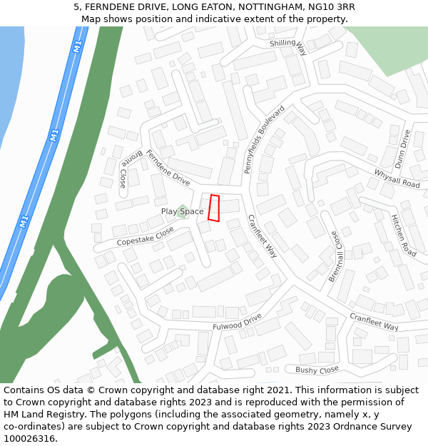 5, FERNDENE DRIVE, LONG EATON, NOTTINGHAM, NG10 3RR: Location map and indicative extent of plot