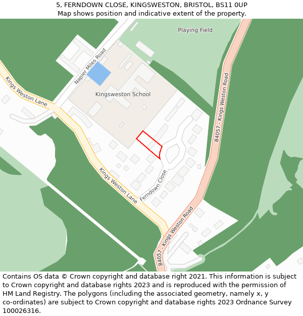 5, FERNDOWN CLOSE, KINGSWESTON, BRISTOL, BS11 0UP: Location map and indicative extent of plot