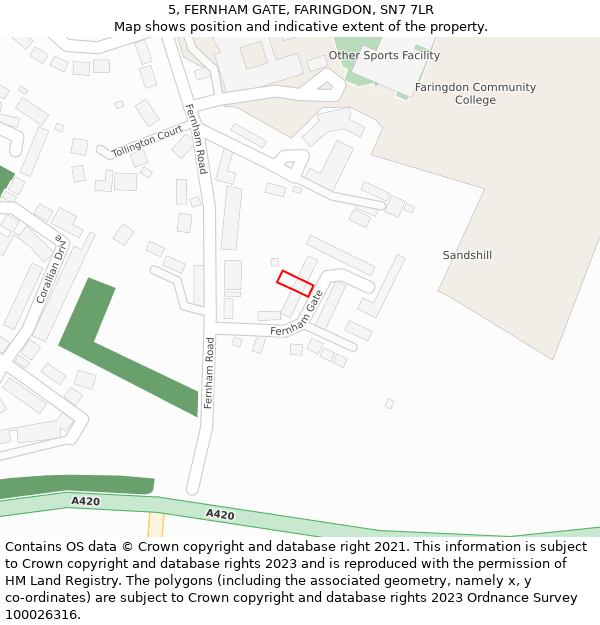 5, FERNHAM GATE, FARINGDON, SN7 7LR: Location map and indicative extent of plot