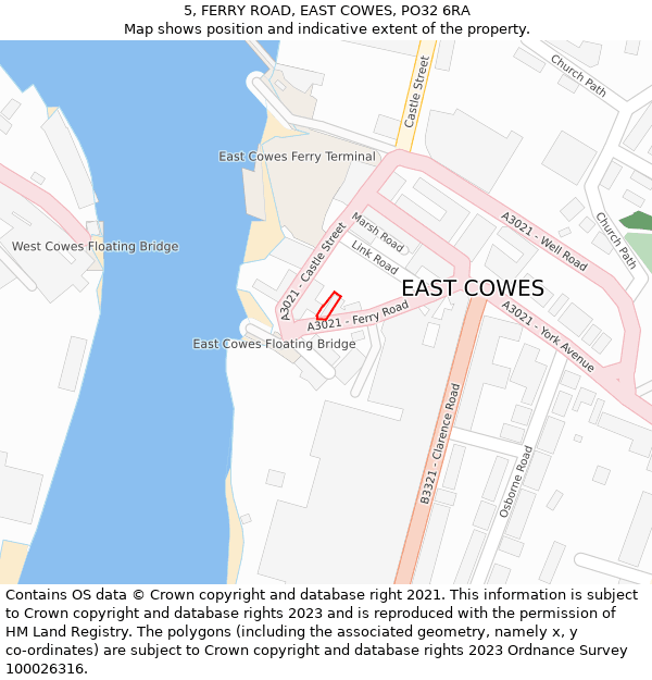 5, FERRY ROAD, EAST COWES, PO32 6RA: Location map and indicative extent of plot