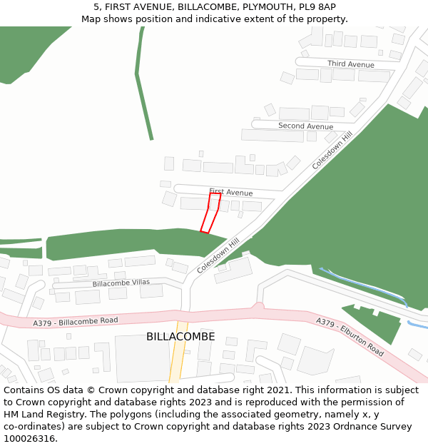 5, FIRST AVENUE, BILLACOMBE, PLYMOUTH, PL9 8AP: Location map and indicative extent of plot