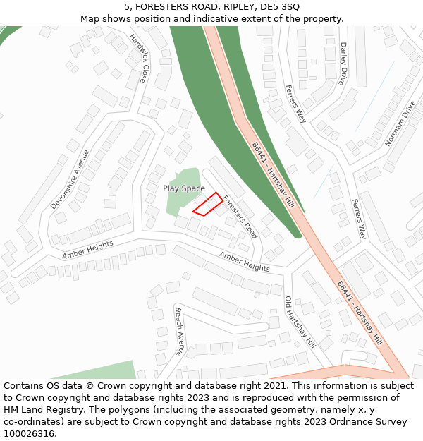 5, FORESTERS ROAD, RIPLEY, DE5 3SQ: Location map and indicative extent of plot