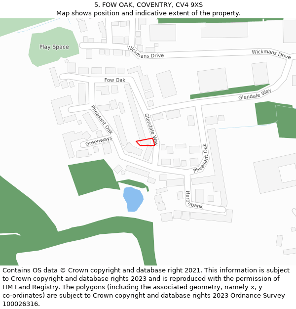 5, FOW OAK, COVENTRY, CV4 9XS: Location map and indicative extent of plot