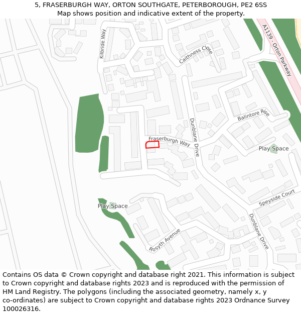 5, FRASERBURGH WAY, ORTON SOUTHGATE, PETERBOROUGH, PE2 6SS: Location map and indicative extent of plot