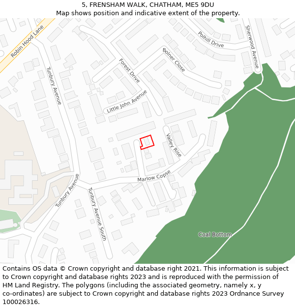 5, FRENSHAM WALK, CHATHAM, ME5 9DU: Location map and indicative extent of plot