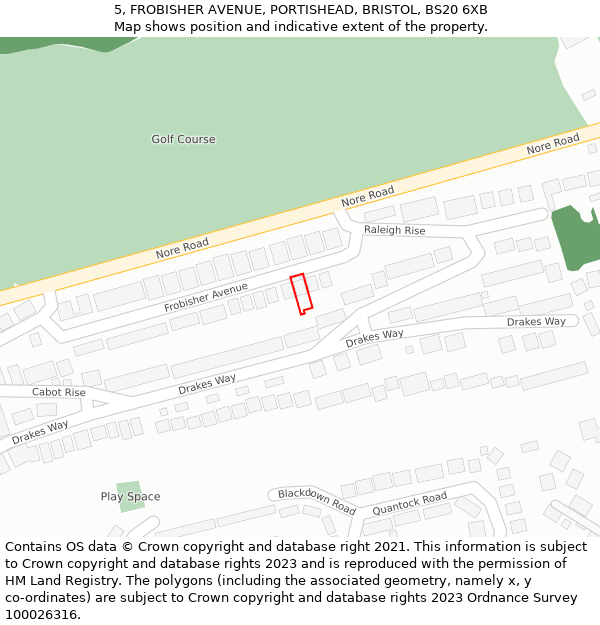 5, FROBISHER AVENUE, PORTISHEAD, BRISTOL, BS20 6XB: Location map and indicative extent of plot