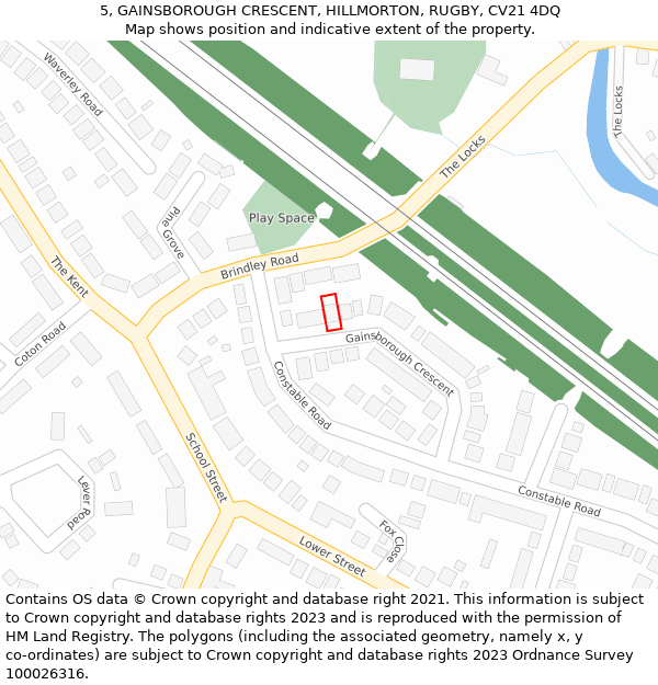 5, GAINSBOROUGH CRESCENT, HILLMORTON, RUGBY, CV21 4DQ: Location map and indicative extent of plot