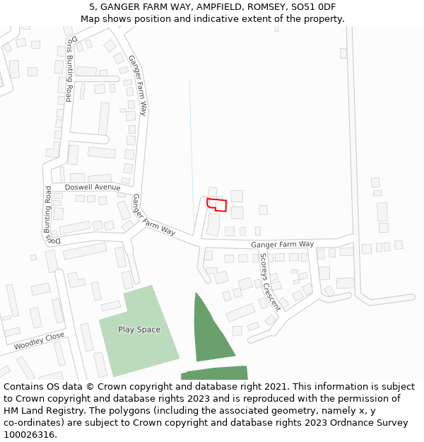 5, GANGER FARM WAY, AMPFIELD, ROMSEY, SO51 0DF: Location map and indicative extent of plot