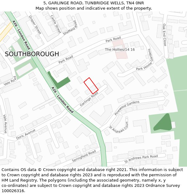 5, GARLINGE ROAD, TUNBRIDGE WELLS, TN4 0NR: Location map and indicative extent of plot
