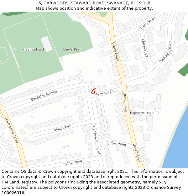 5, GARWOODS, SEAWARD ROAD, SWANAGE, BH19 1LP: Location map and indicative extent of plot