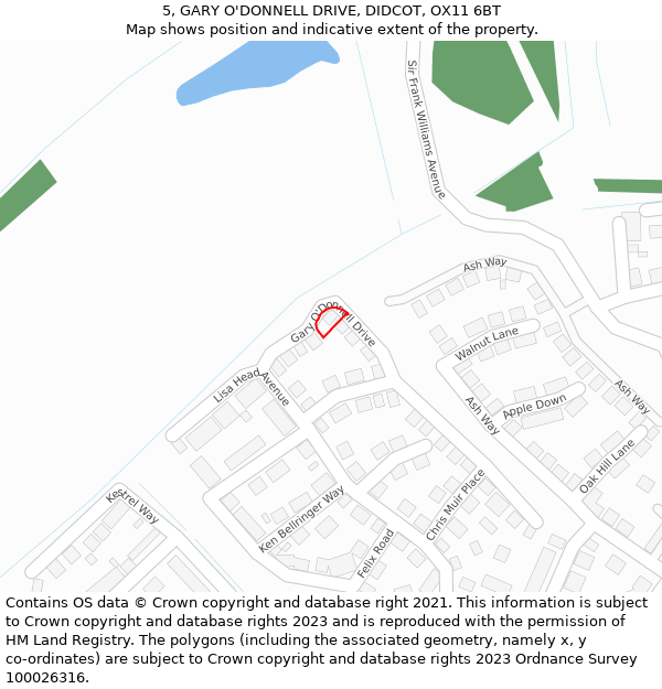 5, GARY O'DONNELL DRIVE, DIDCOT, OX11 6BT: Location map and indicative extent of plot