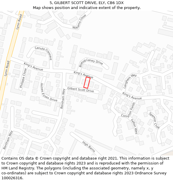 5, GILBERT SCOTT DRIVE, ELY, CB6 1DX: Location map and indicative extent of plot