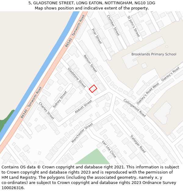 5, GLADSTONE STREET, LONG EATON, NOTTINGHAM, NG10 1DG: Location map and indicative extent of plot