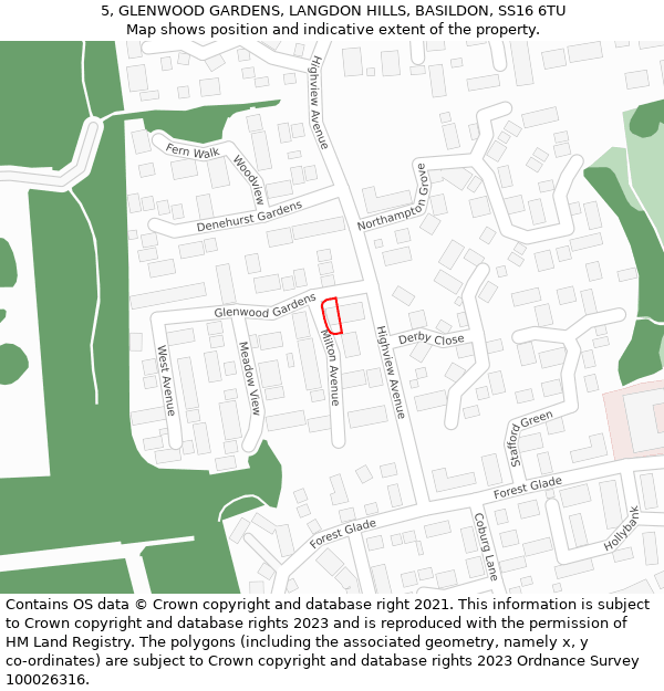 5, GLENWOOD GARDENS, LANGDON HILLS, BASILDON, SS16 6TU: Location map and indicative extent of plot