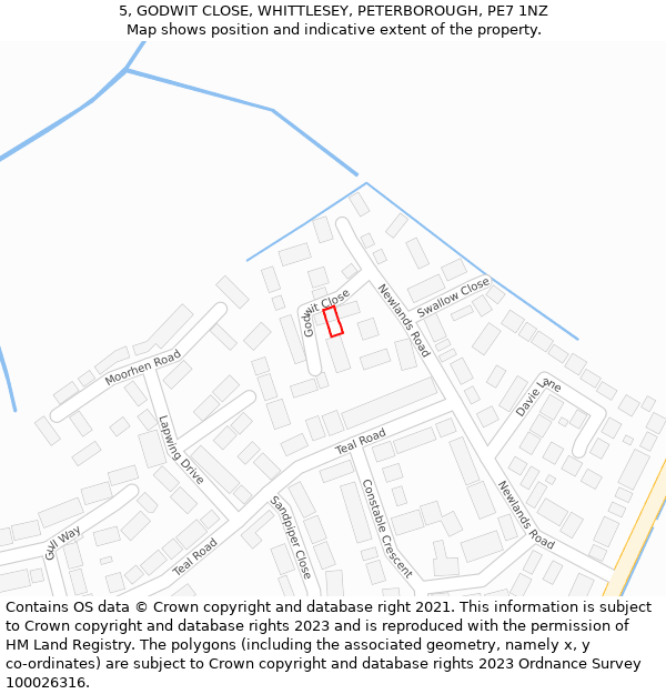 5, GODWIT CLOSE, WHITTLESEY, PETERBOROUGH, PE7 1NZ: Location map and indicative extent of plot