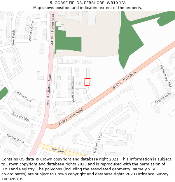 5, GORSE FIELDS, PERSHORE, WR10 1FA: Location map and indicative extent of plot