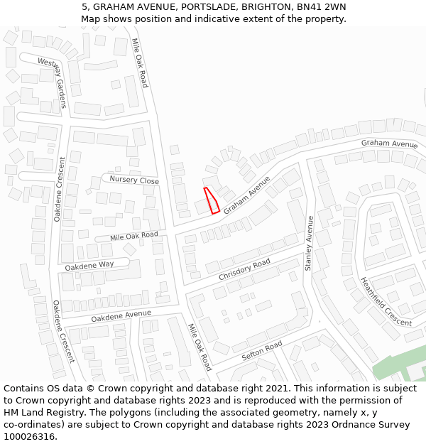 5, GRAHAM AVENUE, PORTSLADE, BRIGHTON, BN41 2WN: Location map and indicative extent of plot