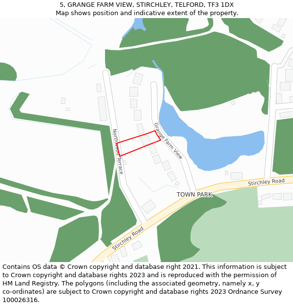 5, GRANGE FARM VIEW, STIRCHLEY, TELFORD, TF3 1DX: Location map and indicative extent of plot