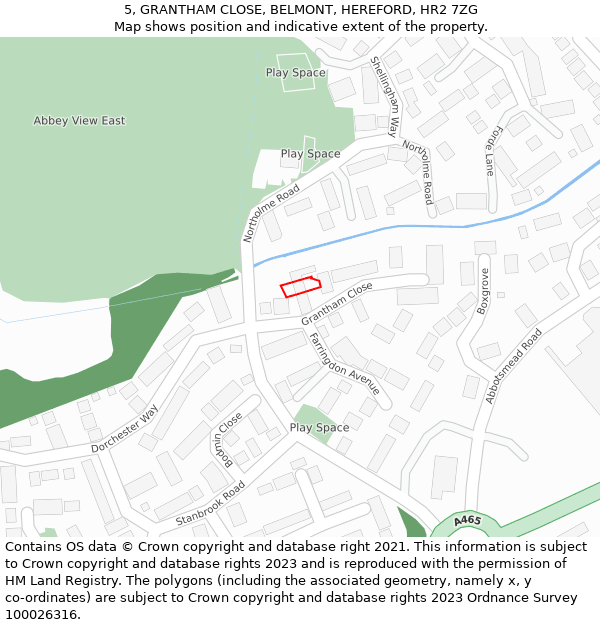 5, GRANTHAM CLOSE, BELMONT, HEREFORD, HR2 7ZG: Location map and indicative extent of plot