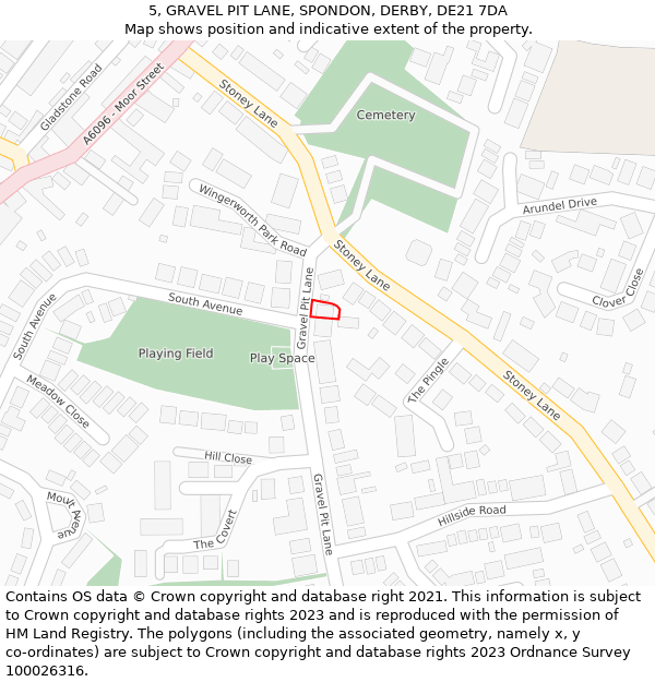 5, GRAVEL PIT LANE, SPONDON, DERBY, DE21 7DA: Location map and indicative extent of plot