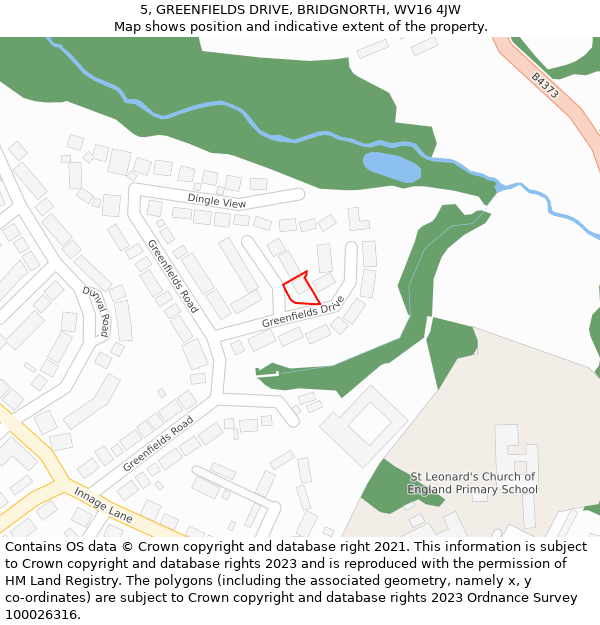 5, GREENFIELDS DRIVE, BRIDGNORTH, WV16 4JW: Location map and indicative extent of plot