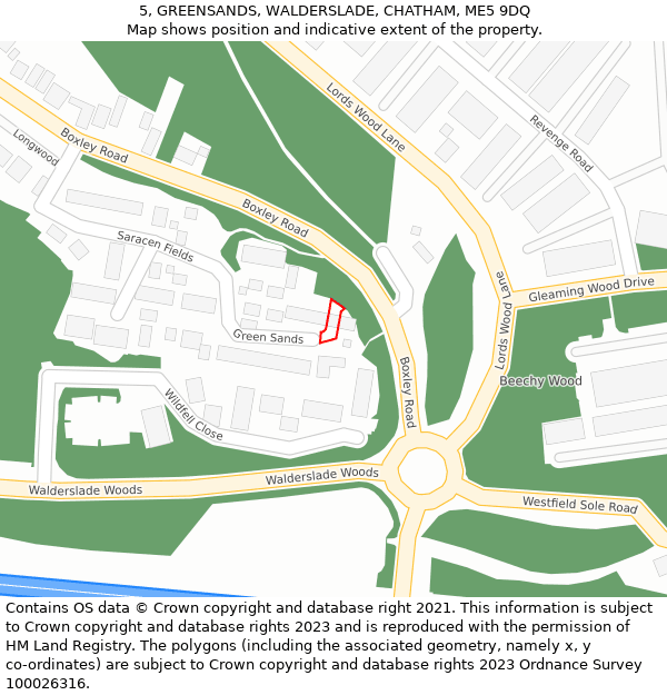 5, GREENSANDS, WALDERSLADE, CHATHAM, ME5 9DQ: Location map and indicative extent of plot