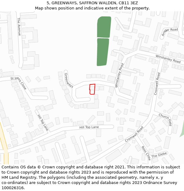 5, GREENWAYS, SAFFRON WALDEN, CB11 3EZ: Location map and indicative extent of plot