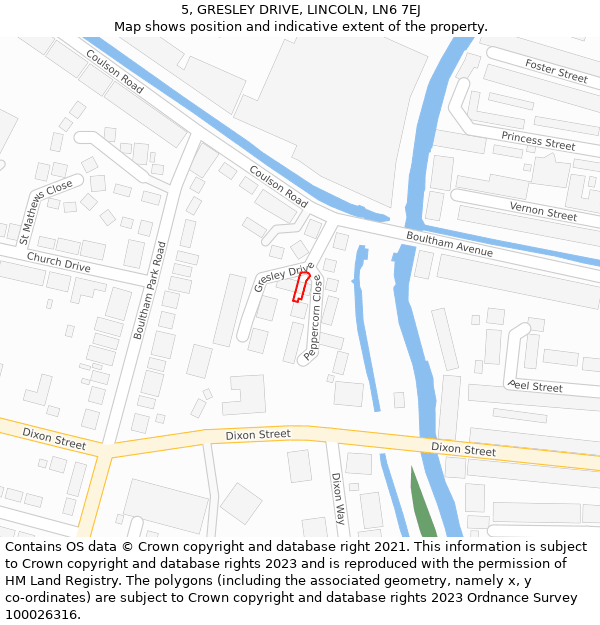 5, GRESLEY DRIVE, LINCOLN, LN6 7EJ: Location map and indicative extent of plot