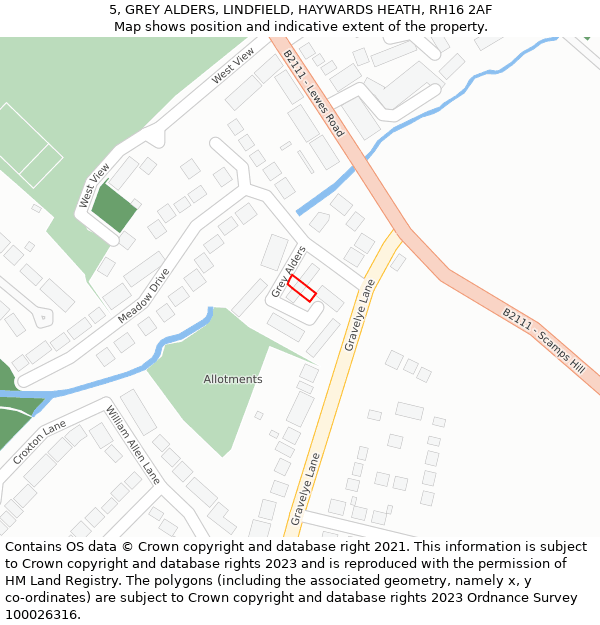 5, GREY ALDERS, LINDFIELD, HAYWARDS HEATH, RH16 2AF: Location map and indicative extent of plot