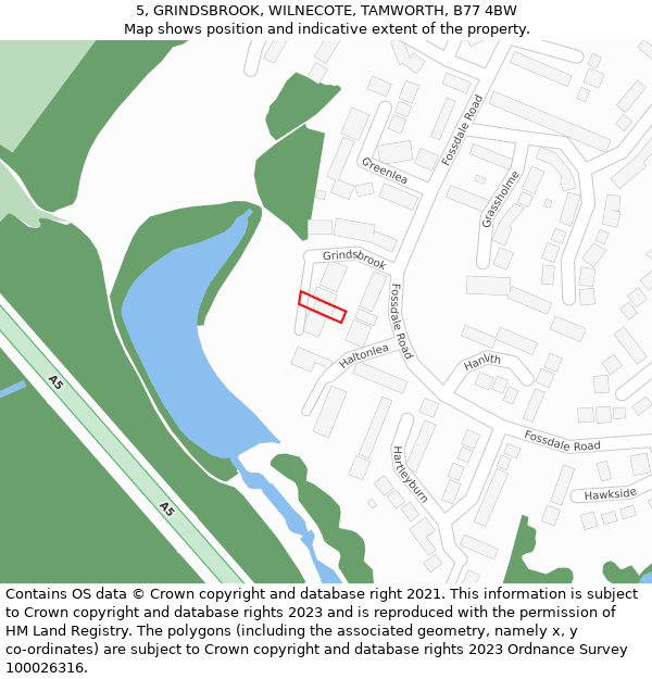 5, GRINDSBROOK, WILNECOTE, TAMWORTH, B77 4BW: Location map and indicative extent of plot